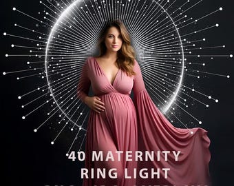 Maternity Ring Light Photo Overlays: Ethereal Shine Effect (Digital Download, 40 PNGs, 300 dpi)