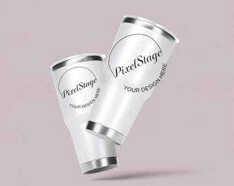 20oz Tumbler Mockup PSD: Double White Coffee Mug, Sublimation Design (Digital Download)