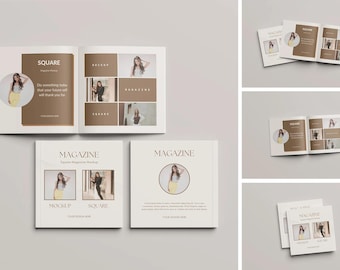 Square Magazine Mockup, Book Mockup PSD, Minimalist Magazine Template, Editable PSD File, Digital Download, A5 Magazine Mockup