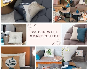 Pillow Mockup Bundle: 23 PSD Files for Home Decor (Instant Download)