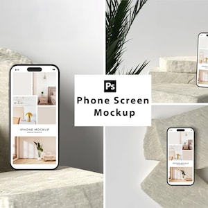 Modern Phone Screen Mockup: App UI/UX Presentation (PSD Digital Download)