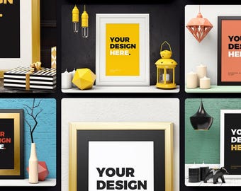 Frame Mockup Bundle: Home Interior Display (Digital Download PSD Files)