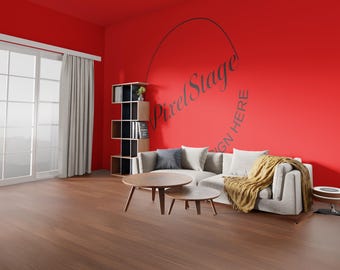 Green Wall Mockup: Living Room Art Display (Digital Download, JPEG File 300 DPI)