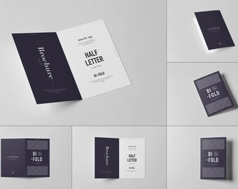 Modello di brochure pieghevole: modello PSD a mezza lettera (download digitale, guida PDF)