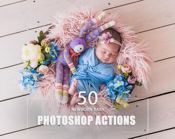 Newborn Photo Editing Photoshop Actions: Baby Photography Presets (PDF Guide Included