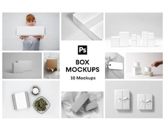 Box Mockup Bundle: Product Packaging for Etsy & E-commerce (PSD Files, Digital Download)