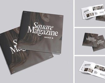 Square Book & Magazine Mockup: Professional PSD Template