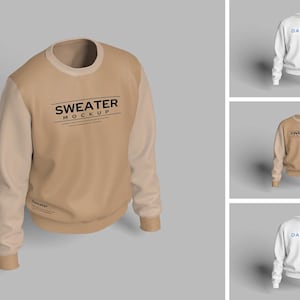 Women&#39;s Sweater Mockup PSD | Customizable Crewneck Sweatshirt Template | Apparel Branding | Digital Download