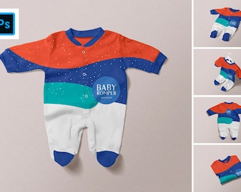 Baby Romper Mockup: Customizable Bodysuit PSD Template (Digital Download)