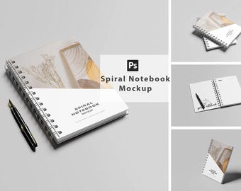 Spiraal notebookmodel | Aanpasbare PSD-sjabloon | Digitale download | Briefpapier | Plannerdagboek | Platliggend model