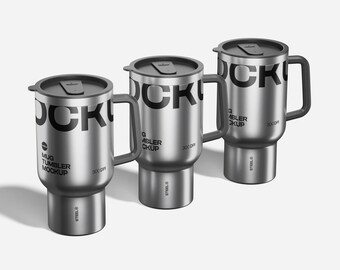 Tumbler Mug Mockup: Stainless Steel Travel Mug PSD (Digital Download)