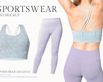 Sports Bra & Leggings Mockup PSD: Athletic Wear Template (Digital Download