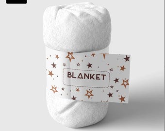 Rolled Blanket Mockup: Custom Label PSD Template (Digital Download