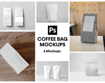 Maqueta de bolsa de café: Fotografía profesional de empaque (Descarga digital PSD)