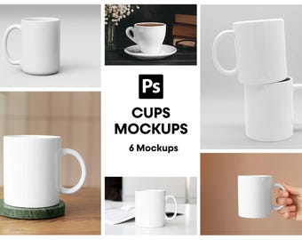 Mug Mockup Bundle: 6 PSD Templates for Print-on-Demand (Instant Download)