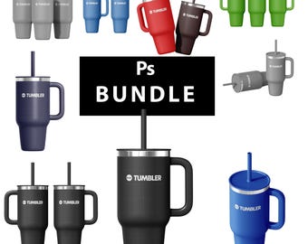 Tumbler Mug Mockup Bundle: 30oz Handle Tumblers (Customizable PSD Digital Download)