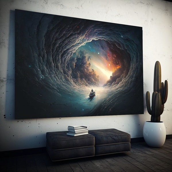 Cosmic Expedition - Abstract Space Exploration Art on Rectangle Canvas - High-Quality Trippy Wall Decor