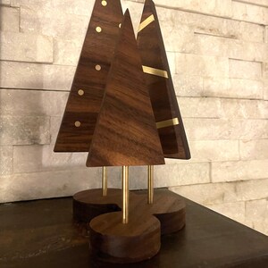 Walnut/Brass Christmas Tree Trio