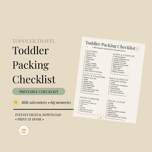 Lista de equipaje para viajes con niños pequeños / Artículos esenciales para vacaciones familiares (Descarga digital)