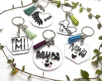 Handmade Acrylic Grandma Keychain, Mimi, Mum, Nana, Mom