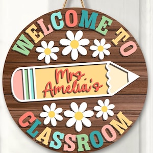 Personalized 3D Teacher Sign, Teacher Appreciation Gift, Teacher Door Hanger Classroom Decor, Custom Teacher Door Sign, Back To School Gifts