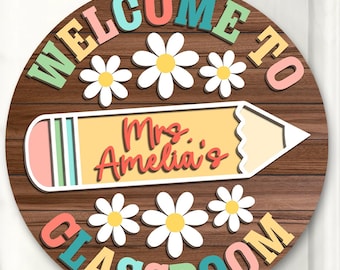 Personalized 3D Teacher Sign, Teacher Appreciation Gift, Teacher Door Hanger Classroom Decor, Custom Teacher Door Sign, Back To School Gifts