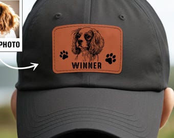 Custom Dog Dad Photo Trucker Hat Leather Patch, Father's Day Gift for Dad, Personalized Dad Caps, Dad Hat With Leather Patch, Pet Dad Hats