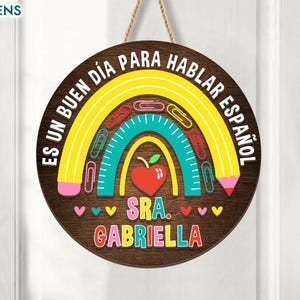 Custom 3D Maestra Teacher Door Hanger, Spanish Teacher Sign, Latina Bilingual Teacher Welcome Signs, Back to School Gift, Gifts for Teacher