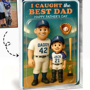 Regalo personalizado para el Día del Padre para papá. El mejor regalo de béisbol para papá. Figura personalizada en bloque acrílico. Regalo para esposo.
