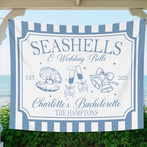 Seashells and Wedding Bells Bachelorette, Seashells and Wedding Bells Banner, Beach Bachelorette Decorations, Coastal Bachelorette Backdrop