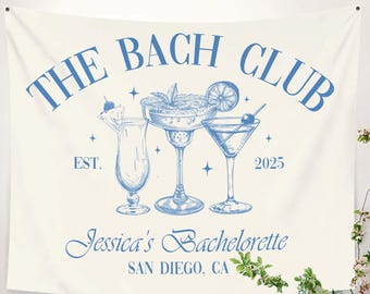Custom Bachelorette Party Tapestry, Beach Bachelorette Photo Backdrop, Bachelorette Banner, Coastal Bachelorette Party Decor, The Bach Club