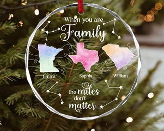 Personalized Long Distance Relationship Gift, Custom State Location Ornament Family Christmas Gift, Daughter Keepsake Gift, Moving Away Gift