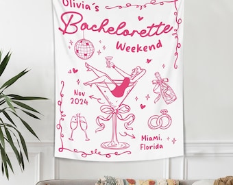 Personalized Bachelorette Weekend Tapestry, Bachelorette Party Decor, Beach Bachelorette Tapestry, Bachelorette Beach Party Weekend Banner