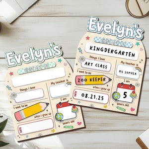 Personalized First Day School Sign, Reusable Back to School Sign For Photos, Reusable Dry Erase Board, Custom Name 1st Day Of School Board