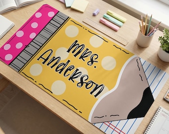 Personalized Teacher Desk Mat, Custom Teacher Pencil Desk Mat With Name, Teacher Gifts, Back To School Gift, Teacher Appreciation Gift