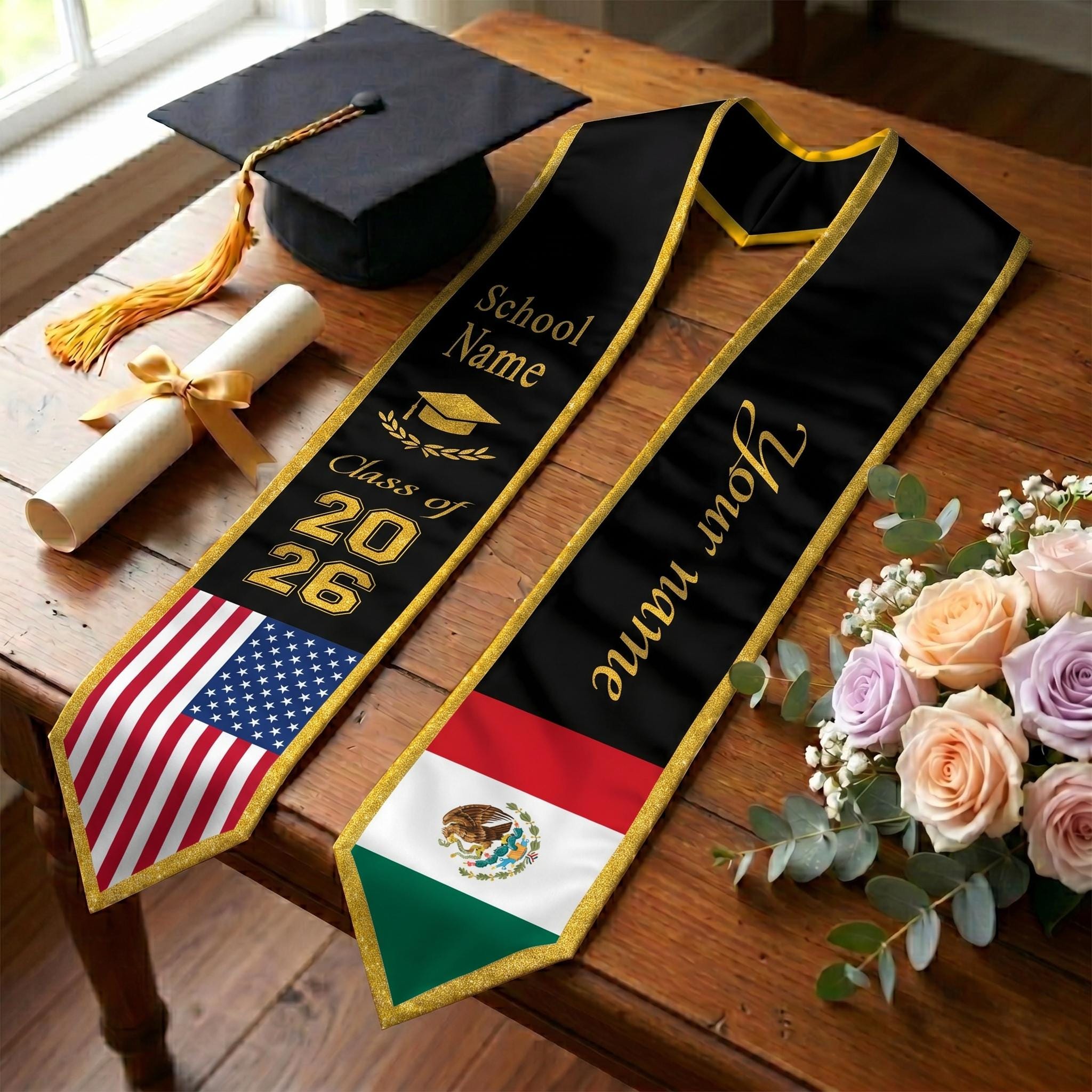 Personalized Flags Mixed Graduation Stole,custom Country Flag ...
