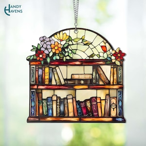 Book Lover Sun Catcher Home Decor, Flower Book Window Hanging, Book Lover Gift, Book Club Gift, Bookish Book Reader Gifts, Book Club Gifts