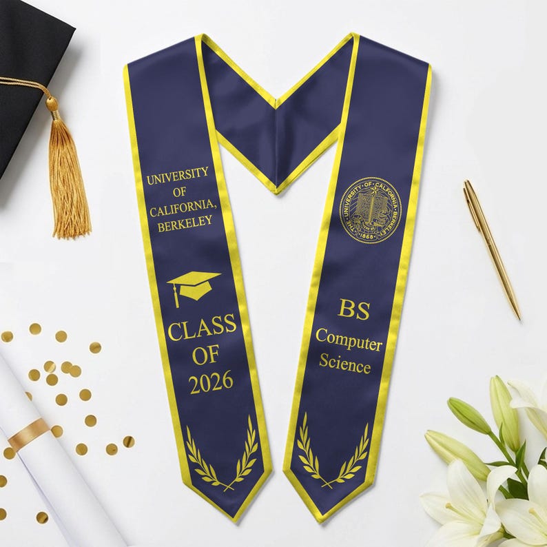 Custom Text Logo Graduation Stole, Personalized Graduation Sash With ...