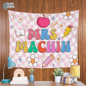 Personalized Teacher Classroom Tapestry, Teacher Gift, Classroom Decor, Custom Teacher Name Tapestry, Welcome to Class Decor,Custom Tapestry