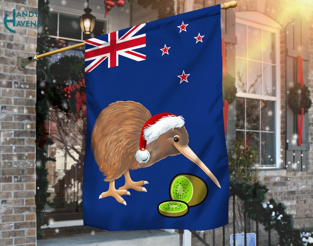 New Zealand Flag New Zealand Travel Gift Kiwi Bird Flag Etsy