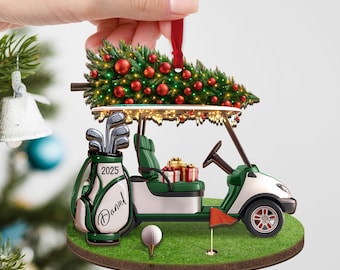 Personalized Golf Cart Christmas Ornament, Golf Lover Gift, Acrylic Ornament