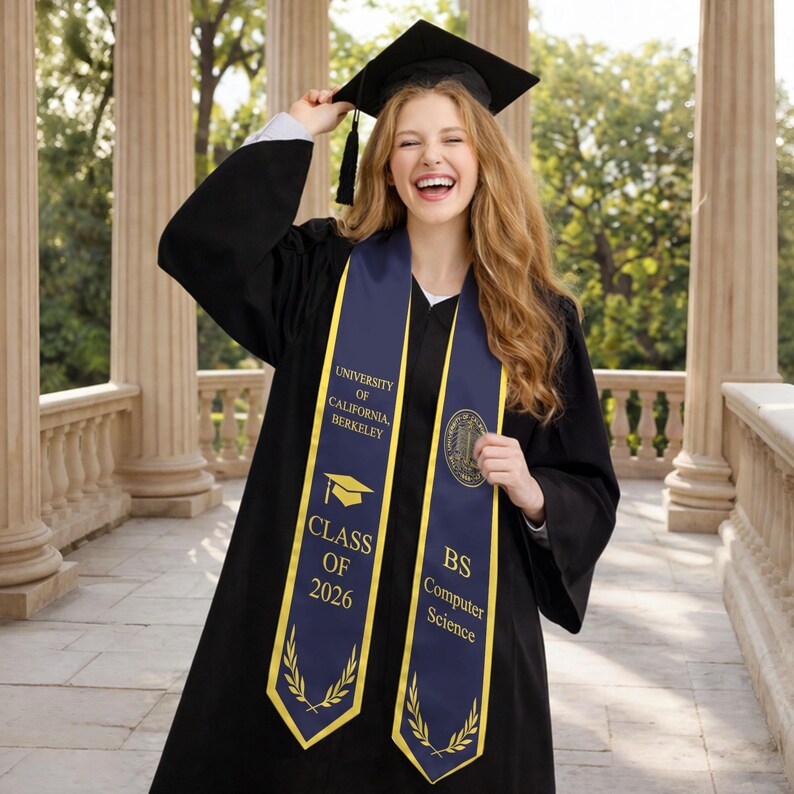 Custom Text Logo Graduation Stole, Personalized Graduation Sash With ...