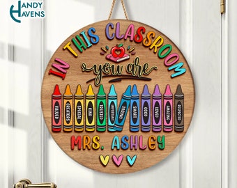 Custom Teacher Doorsign 3D Laser Cut, Back To School Gift, Teacher Appreciation Gift, Teacher Door Hanger, Teacher Gift, Classroom Decor