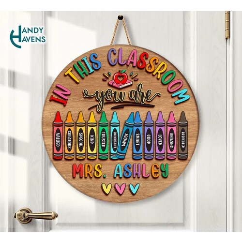 Custom Teacher Doorsign 3D Laser Cut, Back To School Gift, Teacher Appreciation Gift, Teacher Door Hanger, Teacher Gift, Classroom Decor
