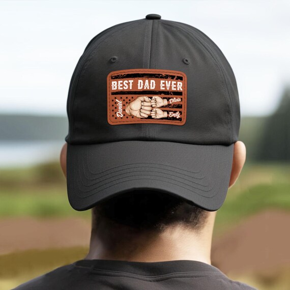 Customized Dad Fist Bump Hat With Kids Names, Custom Dad Cap