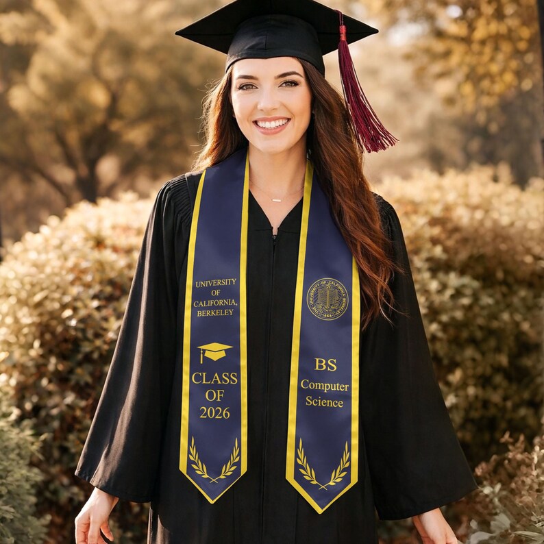 Custom Text Logo Graduation Stole, Personalized Graduation Sash With ...