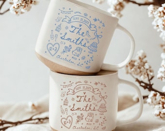 Personalised Wedding Pottery Mug,Custom Engagement Date&Location Mug,Engagement Gift,Wedding Gifts for Couple,Bridal Shower GiftWedding Gift