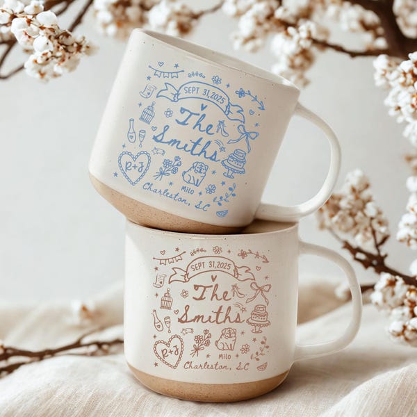Taza de cerámica personalizada para bodas, taza personalizada con fecha y lugar de compromiso, regalo de compromiso, regalos de boda para la pareja, regalo para la despedida de soltera, regalo de boda