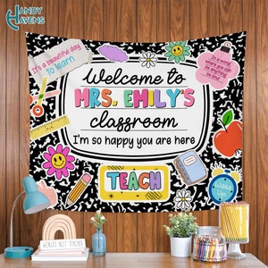 Personalized Teacher Classroom Tapestry, Teacher Gift, Classroom Decor, Custom Teacher Name Tapestry, Welcome to Class Decor,Custom Tapestry