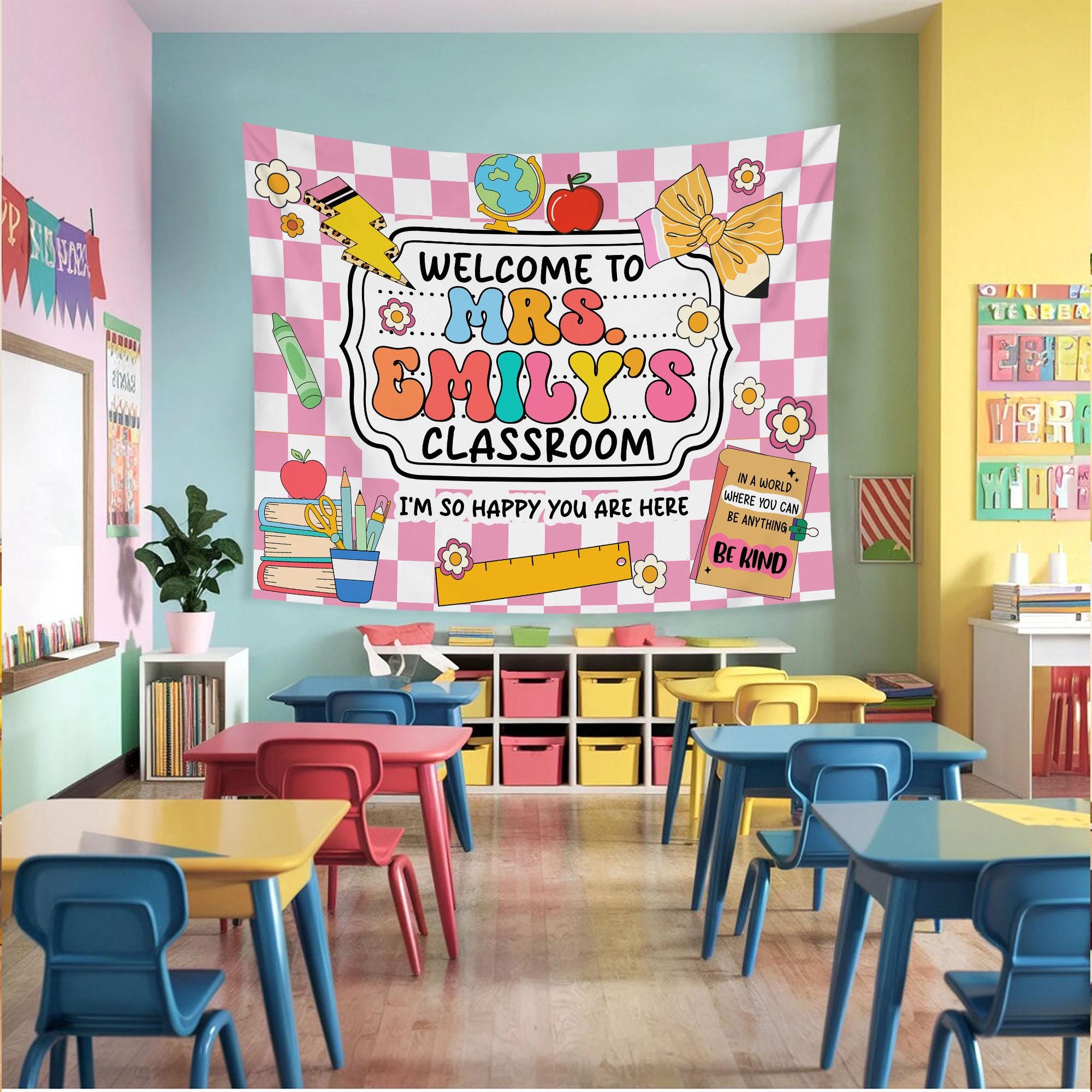 Classroom Decor, Custom Composition Notebook Welcome Teachers Name ...